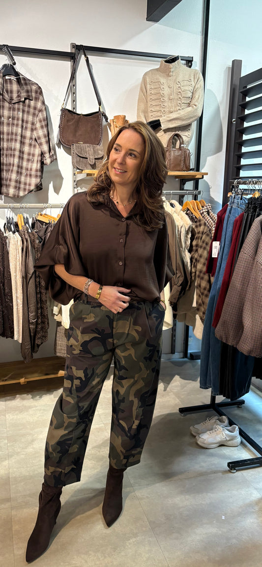 Satijnen Musthave blouse choco