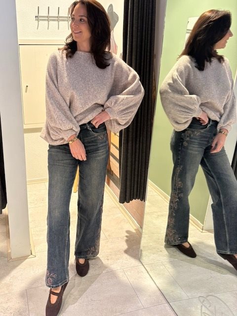 Jeans borduur flower