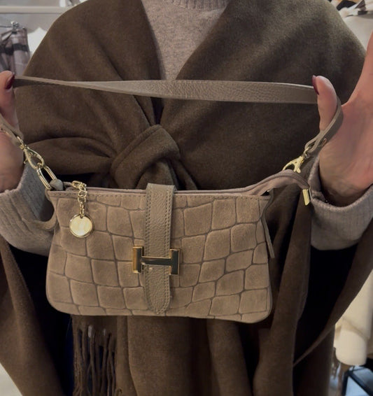 Croco tas Helmie taupe