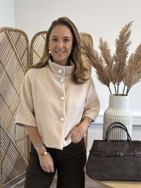 Fluffy vestje parel BEIGE