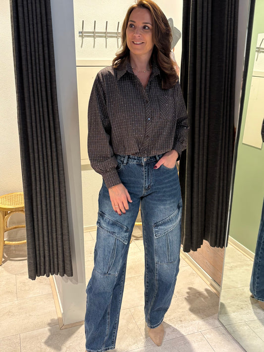 Barrel jeans front pocket